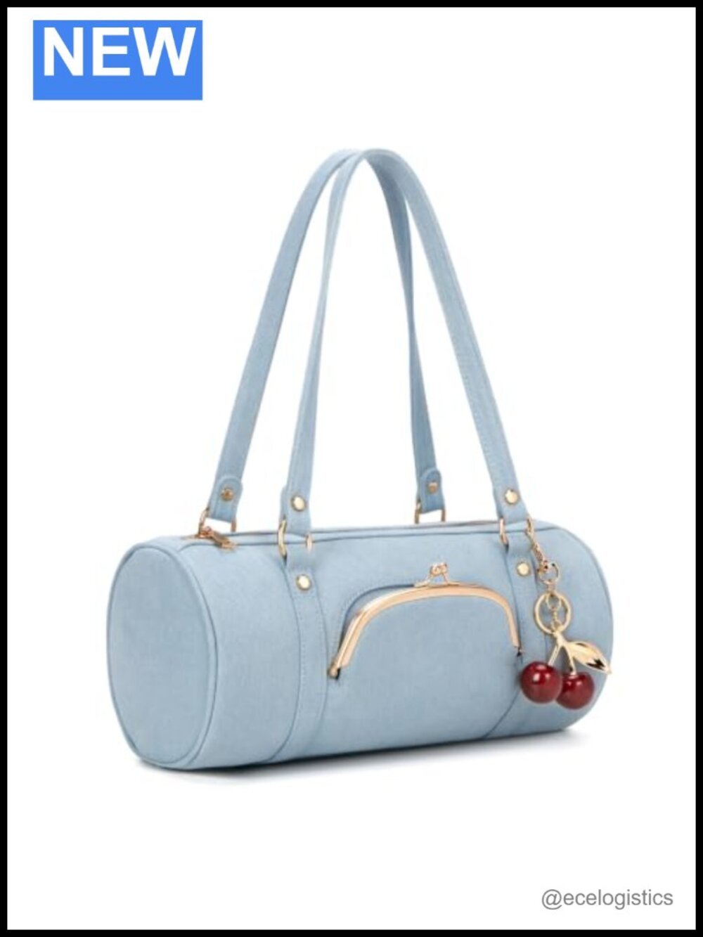 Retro Y2K Kisslock Barrel Bag for Women - PU Leather Tote Shoulder Handbag